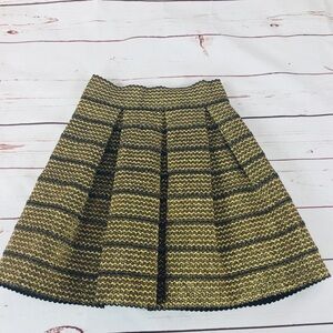 Gold &‎ Black Pleated Skirt W/Stretch Small